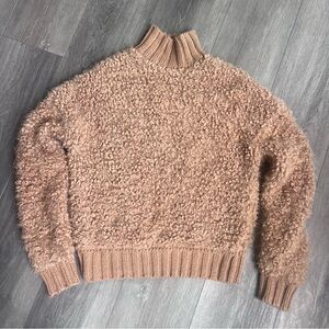 Express Teddy Bear Textured Caramel Brown Mock Turtleneck Sweater XXS